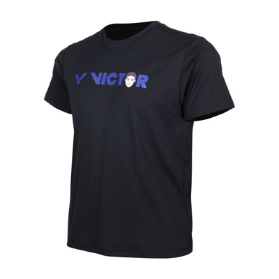 VICTOR 勝利V小隊Q版王子維男短袖T恤-台灣製 吸濕排汗 涼感 慢跑 上衣 勝利 黑紫 (7.7折)