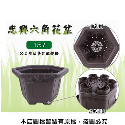 忠興六角花盆 1尺7(加厚材質) (8.3折)