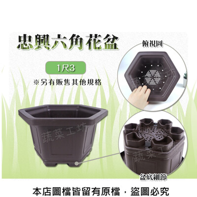 忠興六角花盆 1尺3(加厚材質) (8.4折)
