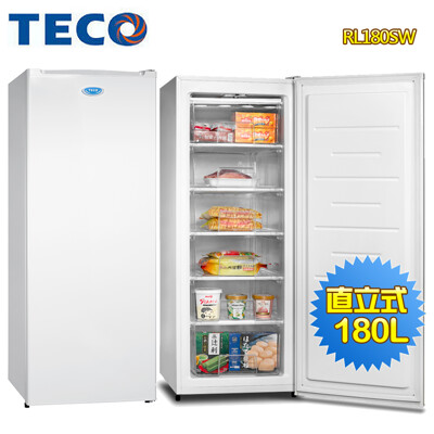 【基本運送】TECO 東元 180L窄身美型直立式冷凍櫃RL180SW (6.8折)