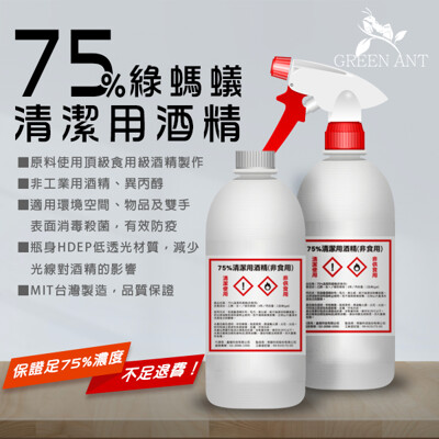 【免運】【台灣製MIT】食用級抗菌75%酒精【500ML】 乙醇酒精清潔液【現貨供應】【SGS認證】 (3.7折)