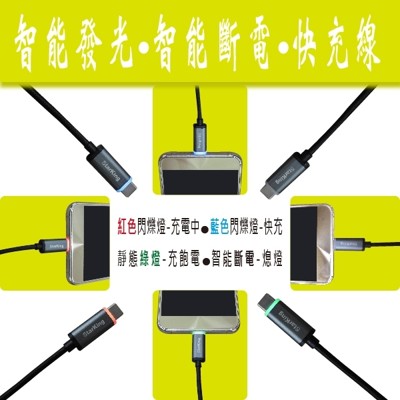 Starking 智能斷電型LED發光 Type C 快速充電/資料傳輸線 皆為多國專利雙面插接頭 (8.6折)