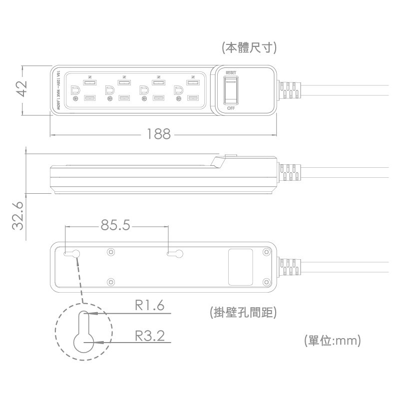 延長線15a Ct 3147 Powerwork 動力工廠1切4座3p延長線6尺 松果購物