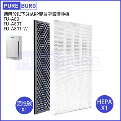 適用SHARP夏普FU-A80 FU-A80T FU-A80T-W空氣清淨機HEPA替換濾網芯組 (7.5折)