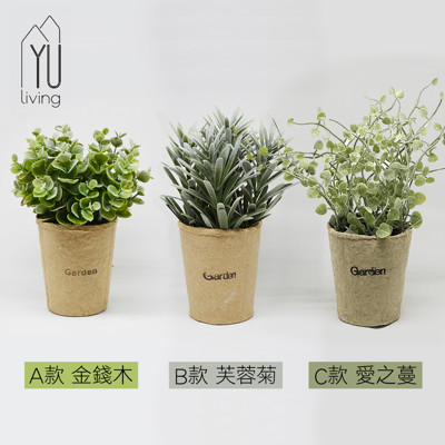 【YU Living】迷你仿真小清新綠色植物裝飾盆栽(A金錢木/B芙蓉菊/C愛之蔓 三款) (8.1折)