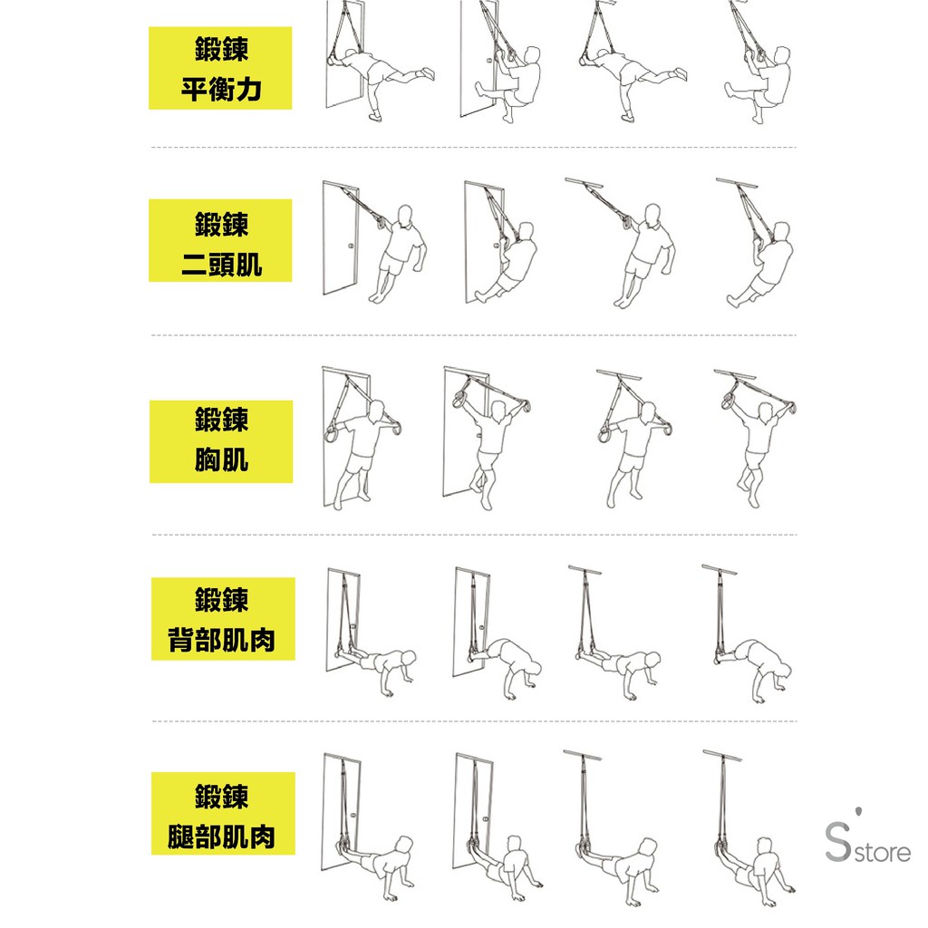 S-SportPlus+ TRX TRX訓練繩 競技版拉力繩 彈力繩 拉力繩 懸掛式訓練繩拉力帶健身