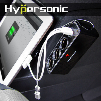 《飛翔3C》Hypersonic HP2689 3孔 USB 點煙車充器〔公司貨〕車用點煙孔 手機充電器 一分三點菸器