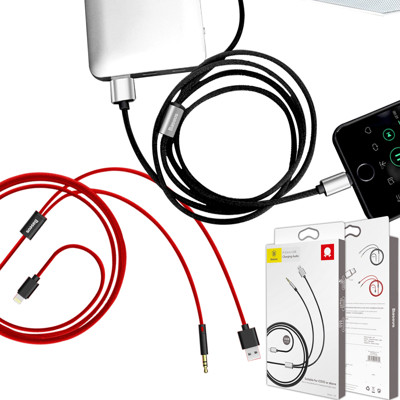 Baseus for Apple 轉 3.5mm+USB充電音頻線-充電聽歌 二合一-100cm (7.4折)