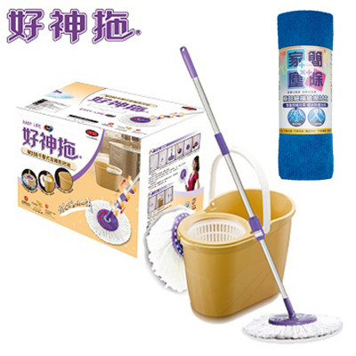【好神拖】M350手壓式防潑水拖把組(2布)+家簡塵除-超細纖維擦拭布40*40cm*1(顏色隨機) (8.9折)