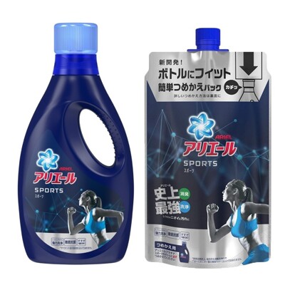 日本進口 【P&G】 ARIEL 史上最強運動抗菌消臭洗衣精熱銷組 (瓶裝750g+補充包720g) (6.9折)