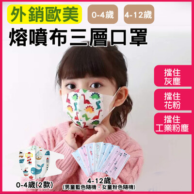 外銷歐美卡通造型兒童熔噴布三層口罩