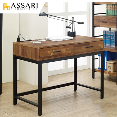 ASSARI-麥倫3.5尺附抽屜插座書桌/電腦桌(寬105x深60x高78cm) (4.5折)